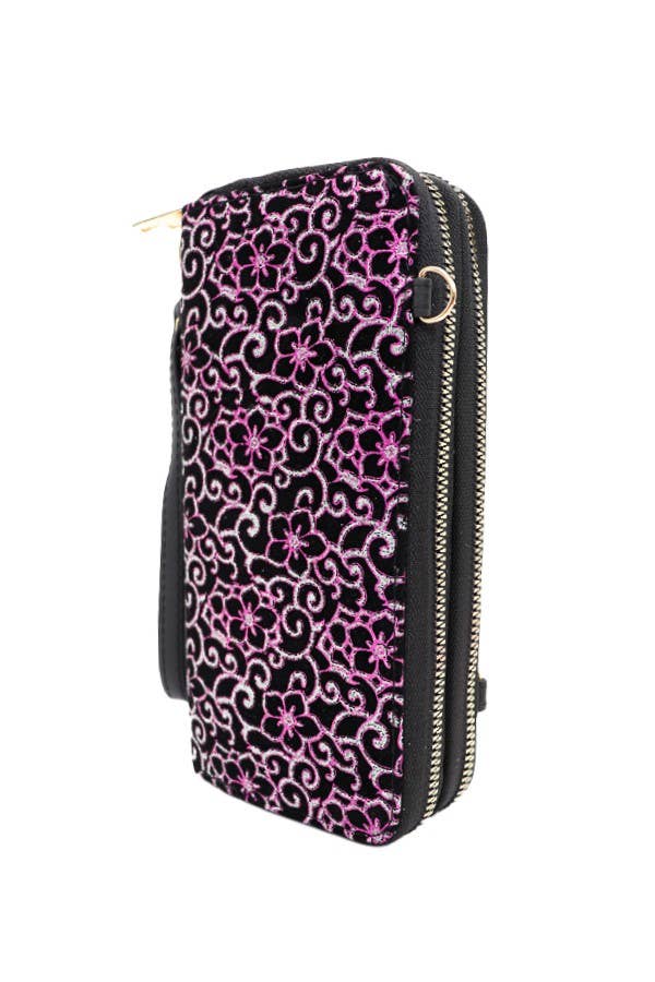 Cap Zone - Wholesale Wallet - Women's - Floral Patterned Double Zipper PU Leather Continental Wallet4