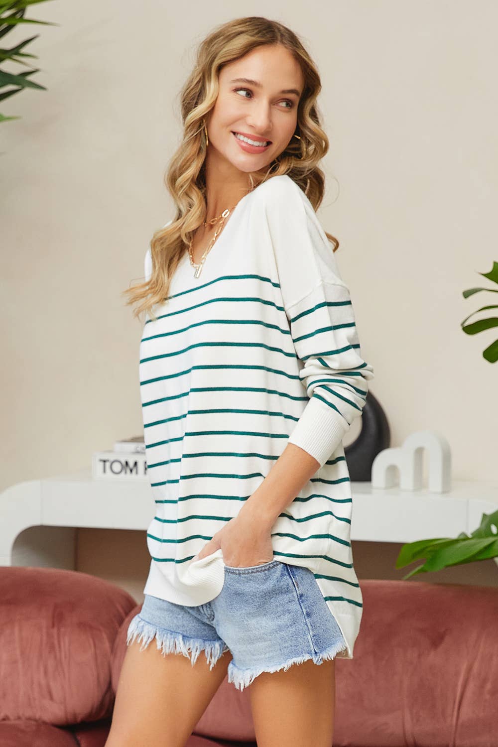 Sweet Lovely by Jen - Vente Pull en maille – femme - PULL À RAYURES SURDIMENSIONNÉ CONFORTABLE27