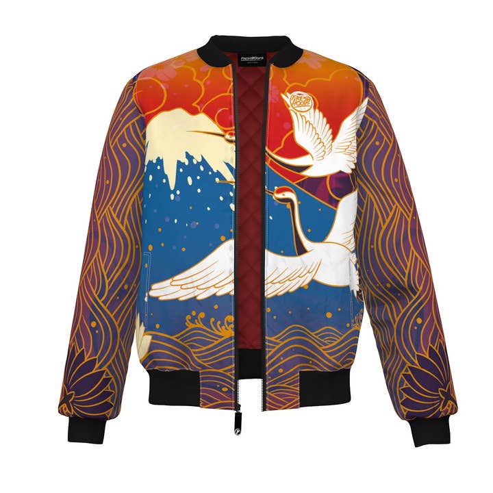 Manchurian Crane Bomber Jacket for wholesale by FreshHoods