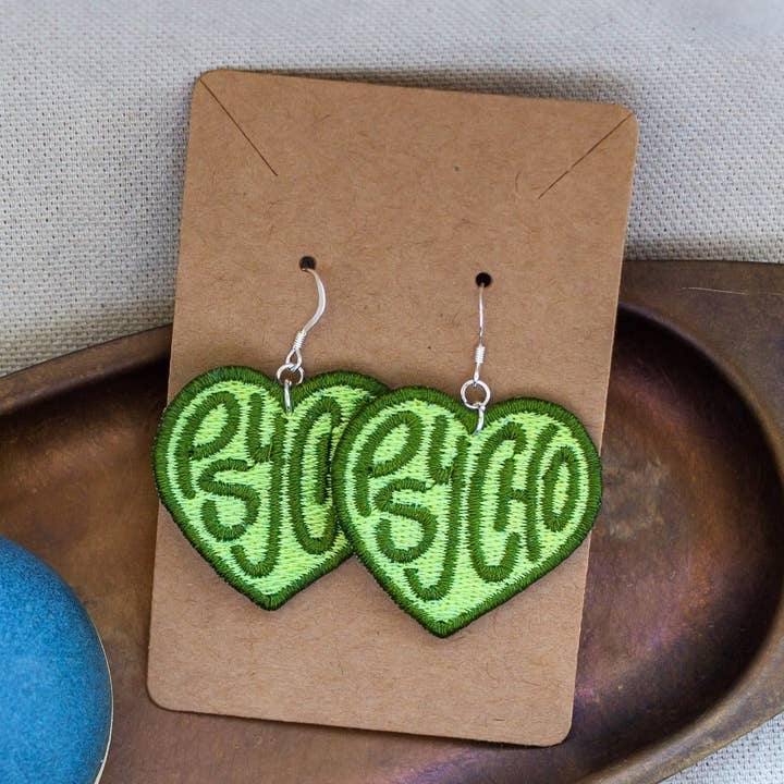 Psycho Heart Earrings for wholesale by Unravel Creative