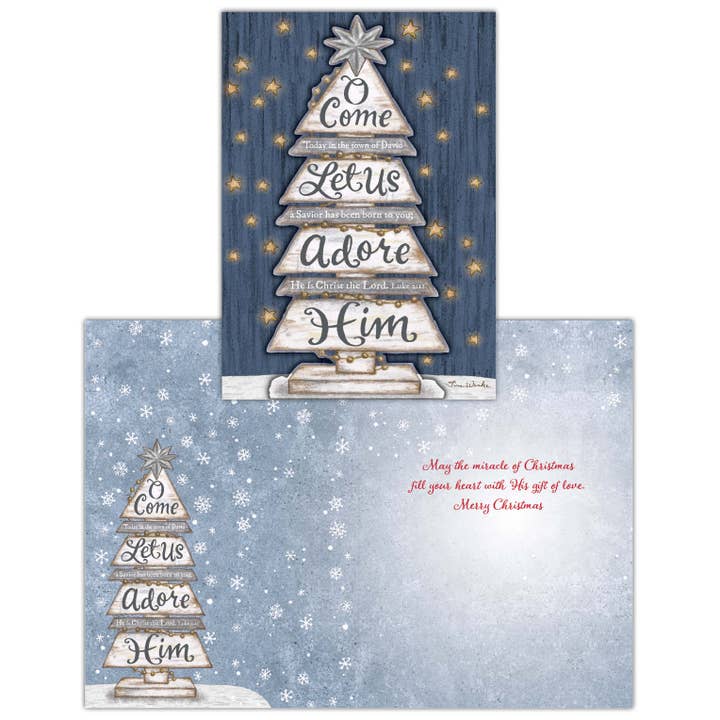 Crown Point Graphics - Wholesale Christmas Card - O Come Let Us Adore Him -15 Cards and Envelopes