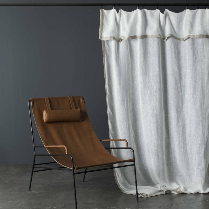 Cortina Nice gaze de linho branco bordas linho natural 140X270 CM por atacado de Maison d'été