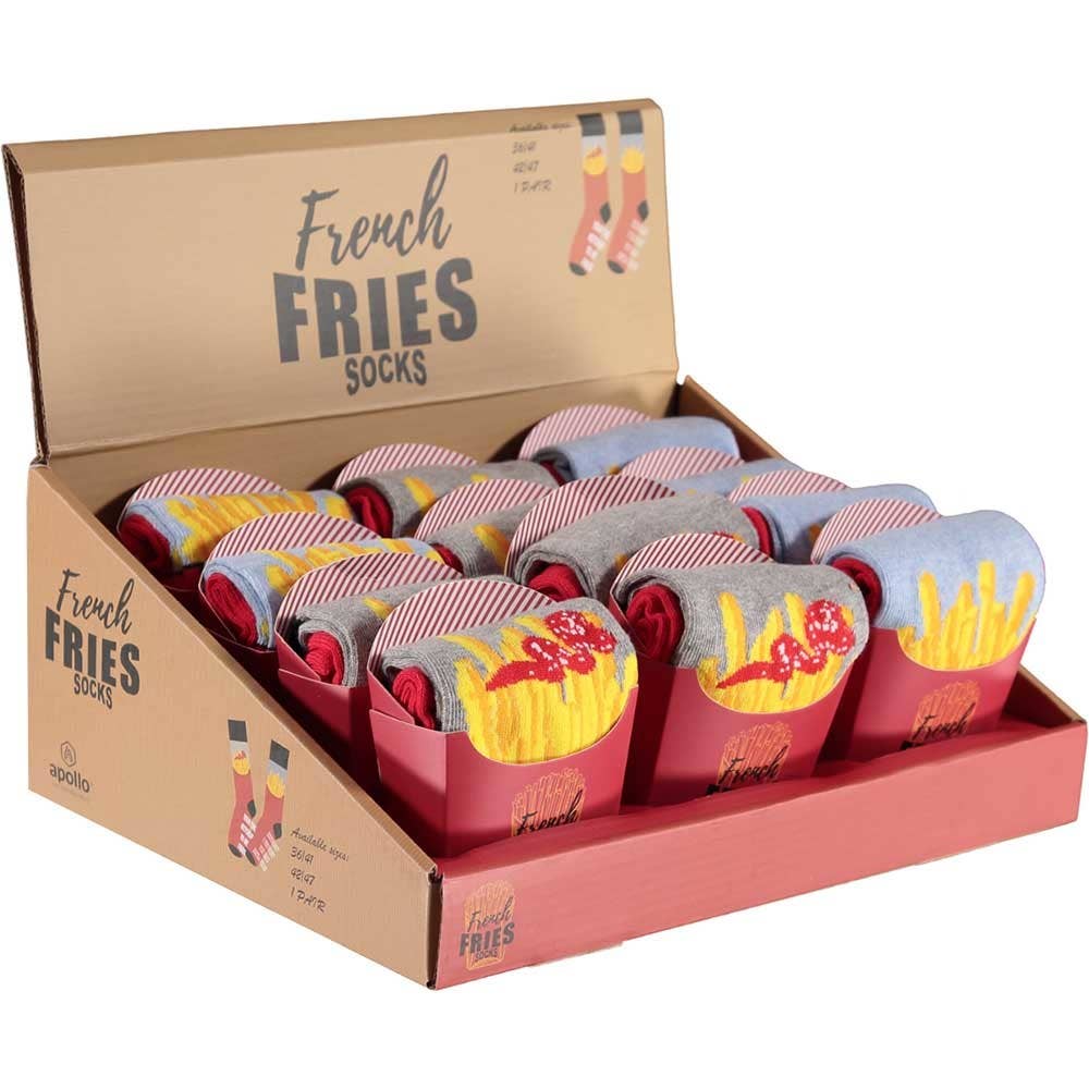 TRAAGOODS.COM – wholesale Socks – Unisex – French Fries Socks In Box (12 Pieces Per Display)0