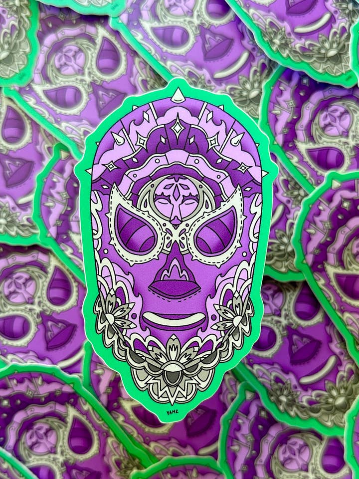 Moon Luchador Sticker for wholesale by YAMZ: World of Color