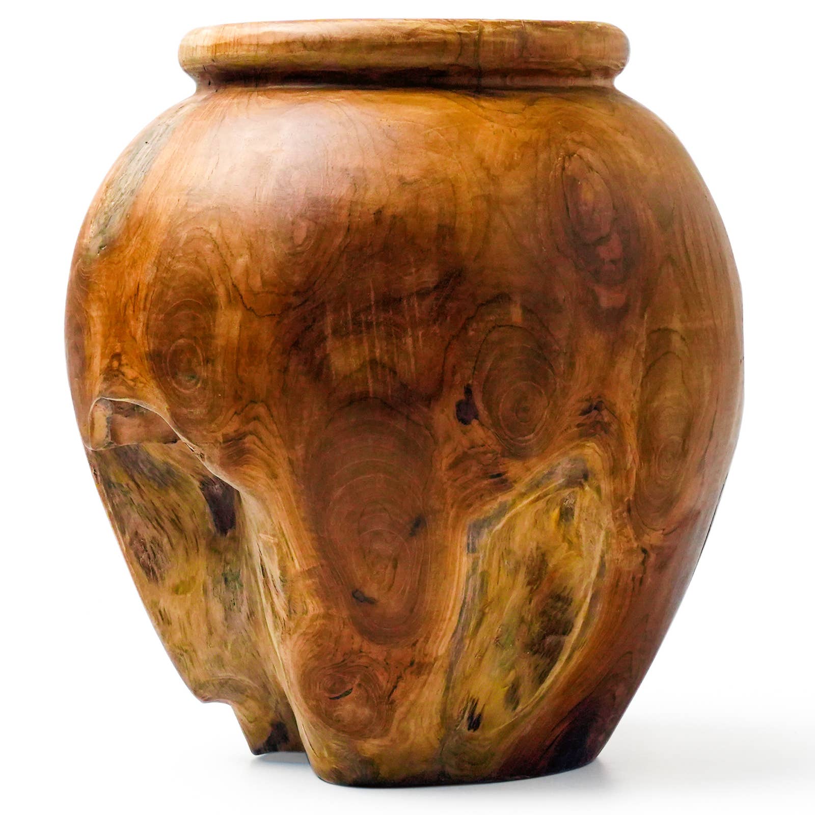 Rainforest Bowls - Wholesale Vase - 10-Inch Wide-Body Urn-Shape Rounded Teak Root Vase2