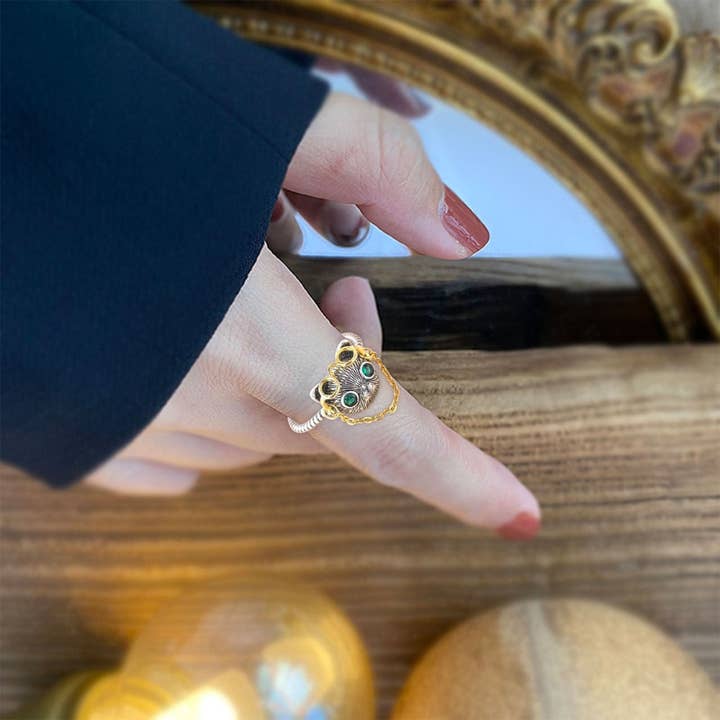Ashlen - Wholesale Cocktail/Statement Ring - QUIRKY CAT GLASSES RING (ADJUSTABLE)3