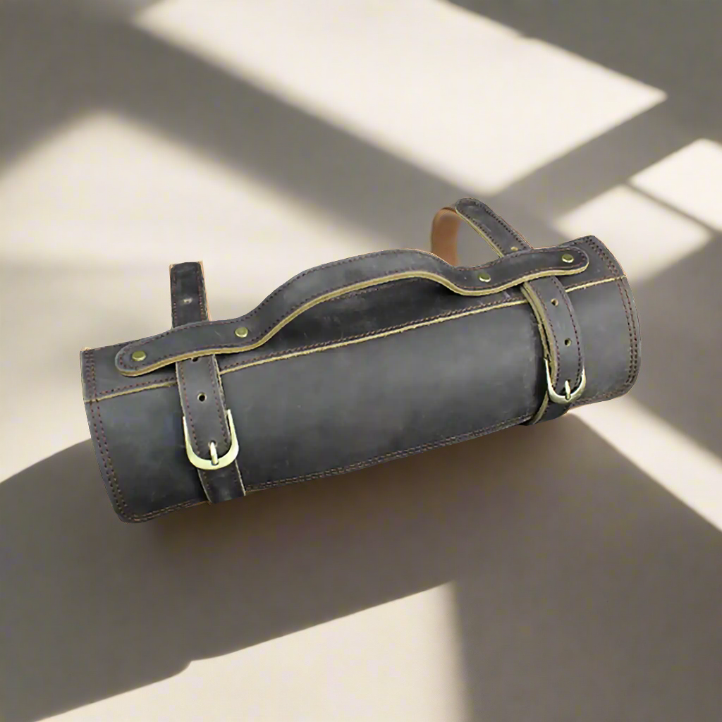 Ginza Steel - Wholesale Knife Storage - Ginza Steel Full Grain leather knife role Rustic Brown2