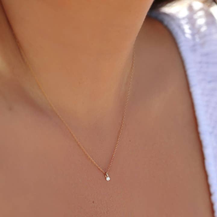 Kaylie Dawn Jewelry - Wholesale Pendant/Charm Necklace - Tiny Real Diamond Necklace Dainty Gold Filled Chain Handmade1