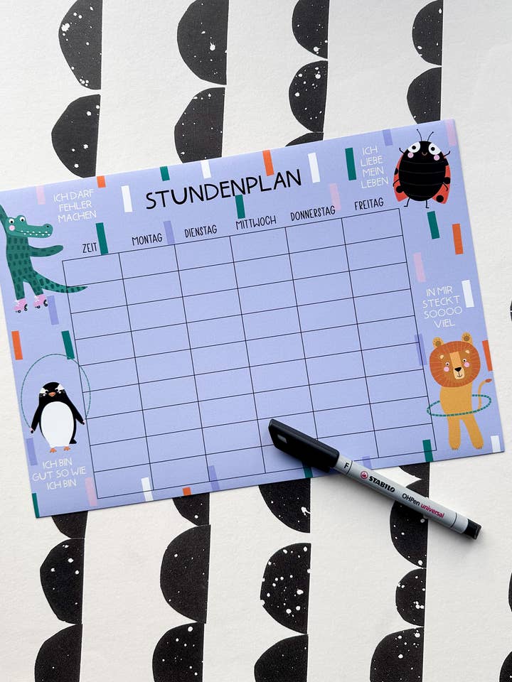 Magnetic, erasable schedule including foil pen for wholesale by StudioSonna