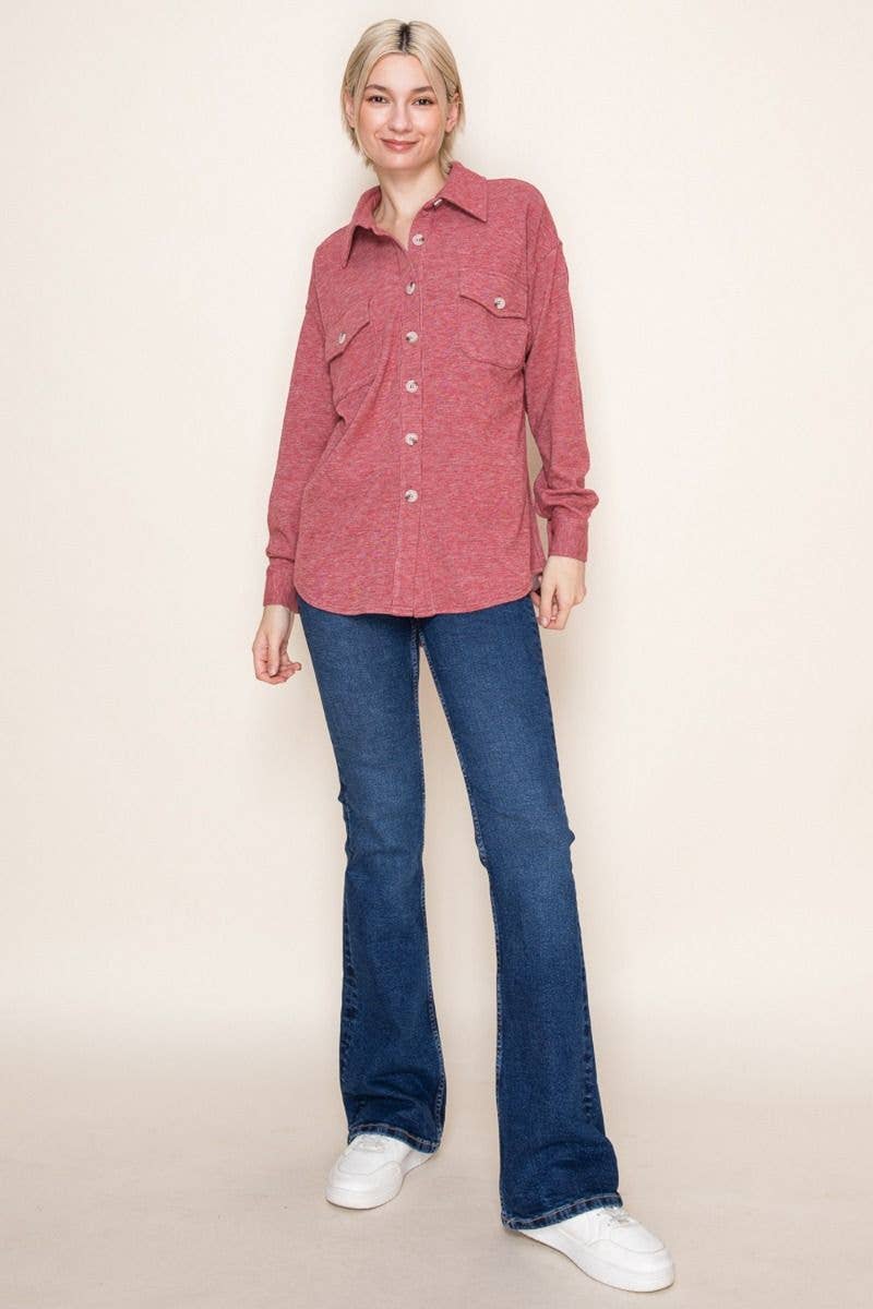 White Birch – Engroshandel Skjortejakke/shacket – til kvinder – T10369 Langærmet Solid Strikskjorte21