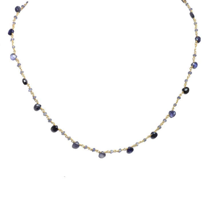 Rosary chain - iolite - 1 meter - gold plated for wholesale by Buganto