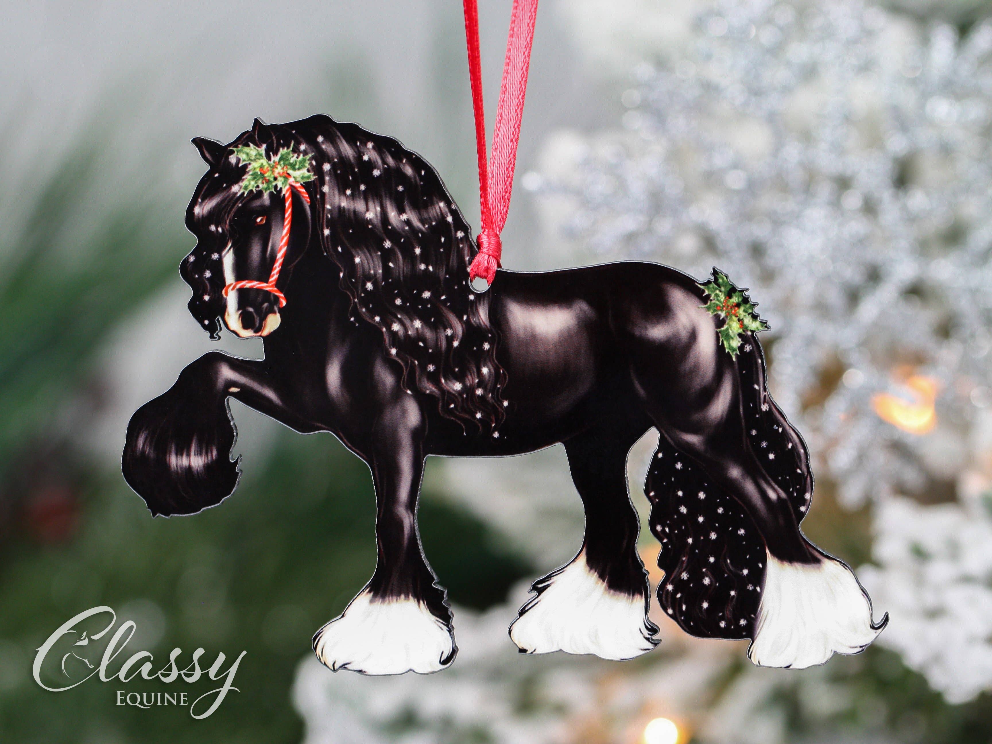Classy Equine - Wholesale Ornament - Black Gypsy Horse Christmas Ornament - Eclipse1