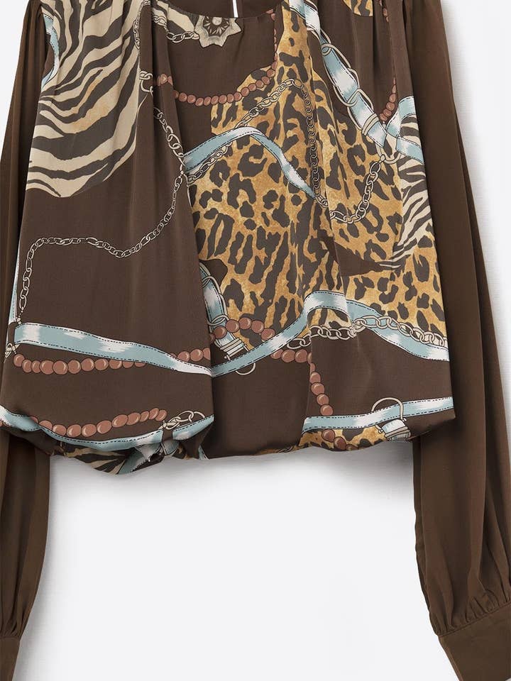 Chic brown Cropped Top with Abstract Print for wholesale on Faire3