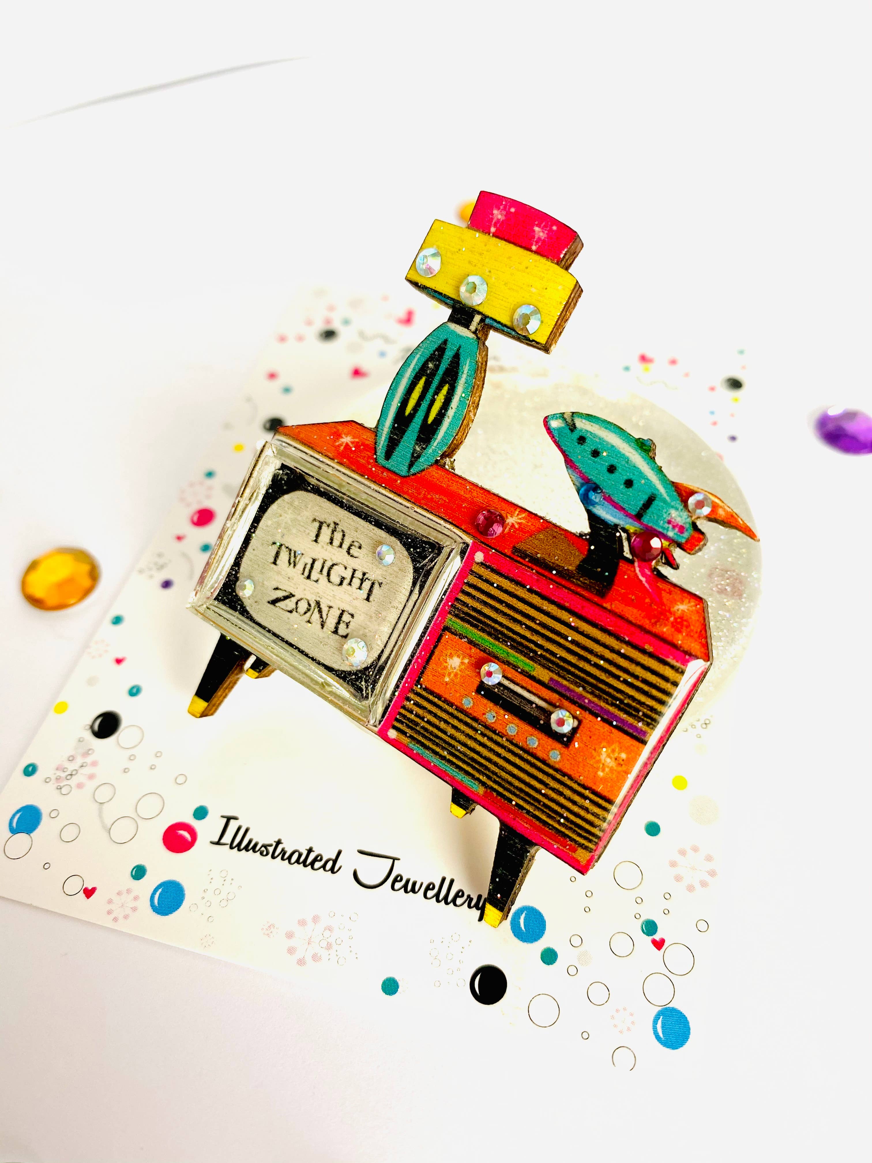 Rosie Rose Parker - Wholesale Brooch - Retro tv brooch colourful summer brooch statement unusual16