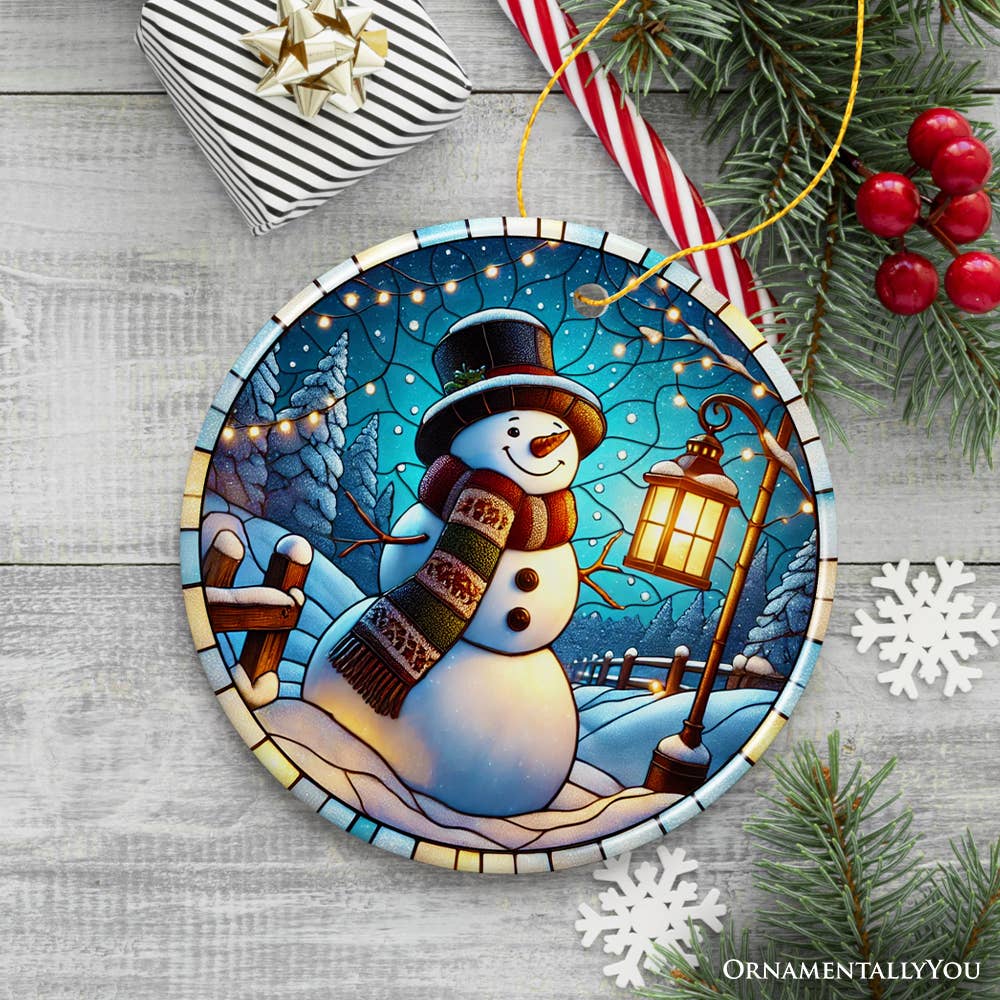 OrnamentallyYou - Wholesale Ornament - Serene Lantern Light Snowman with Top Hat Christmas Ornament2