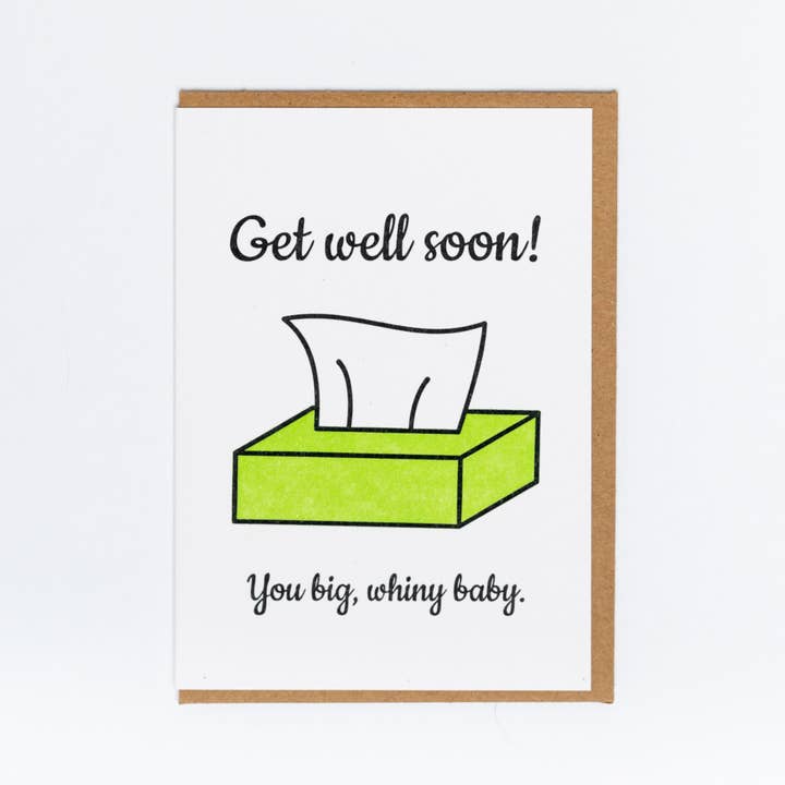 Lady Pilot Letterpress - Wholesale Get Well Card - Whiny Baby Greeting Card