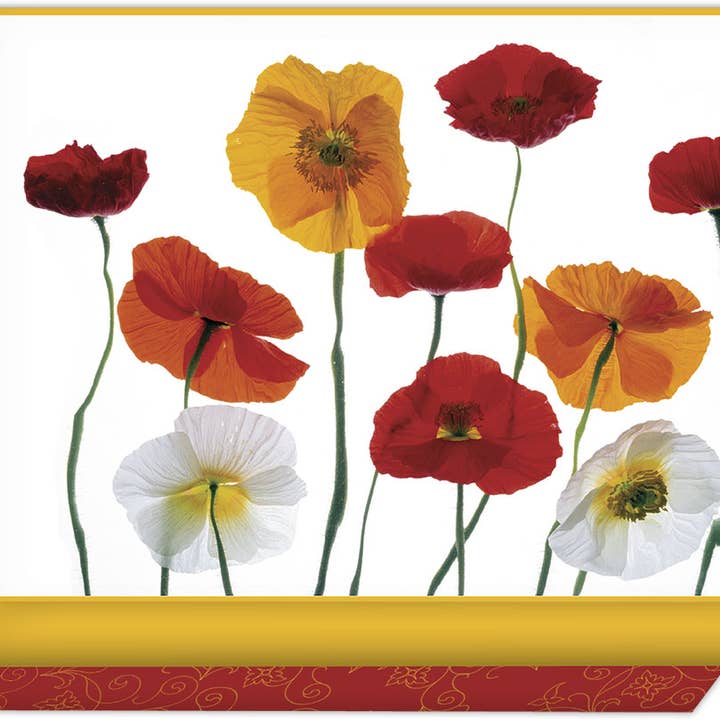 Crown Point Graphics - Wholesale Stationery/Notecard Set - Red Yellow and White Poppies- Boxed Greeting Cards Box of 153