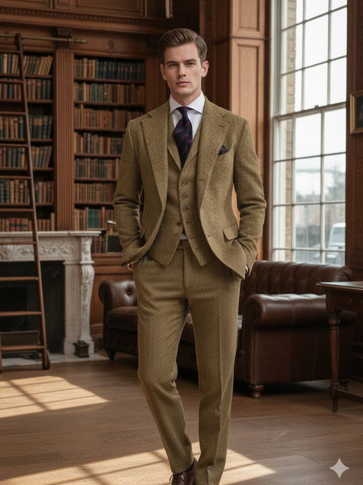 3-Piece Light Brown Tweed Suit for Men | FREE Shipping for wholesale on Faire2