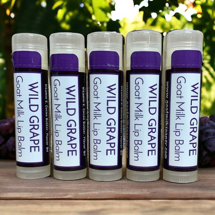 Wild Grape Goat Milk Lip Balm for wholesale by Whitetail Lane Farm Goat Milk Soap