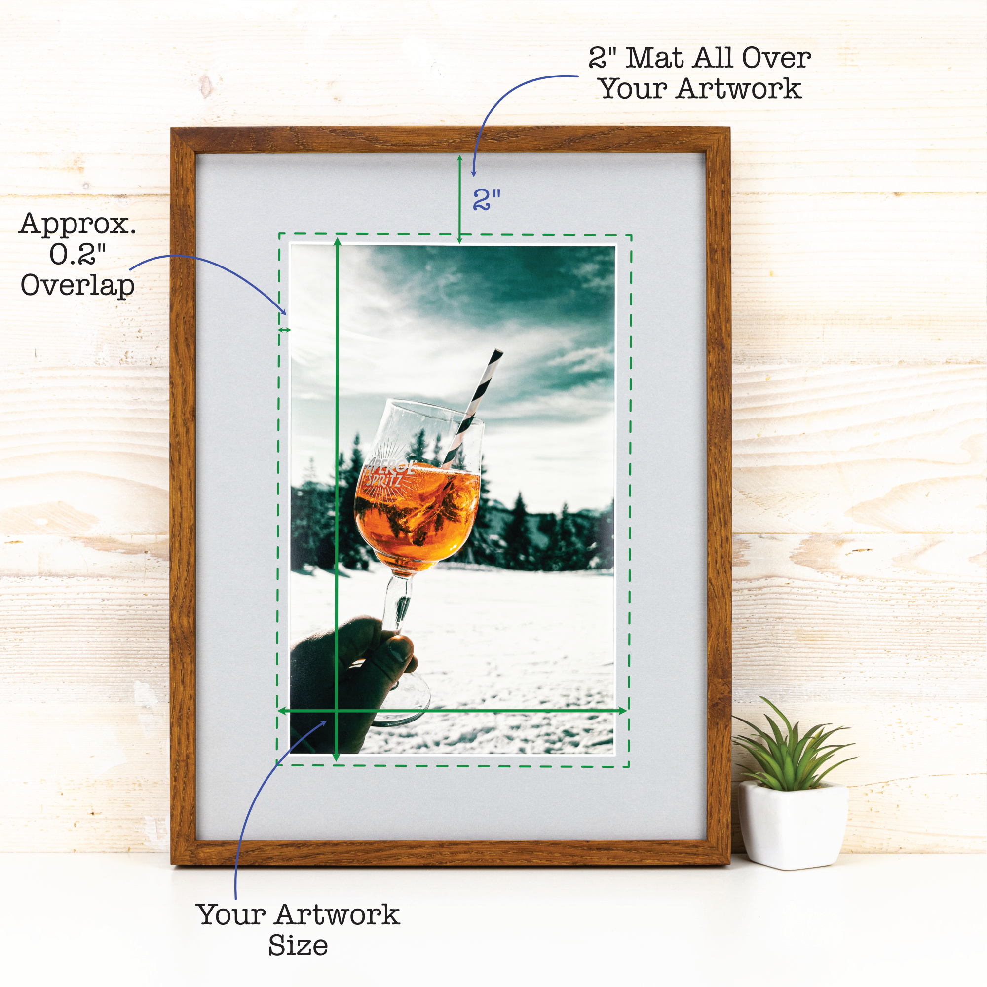SIA EventFrame - Wholesale Picture Frame - Super Thin Edge Oak Hardwood Picture Frame, Matted Frame2
