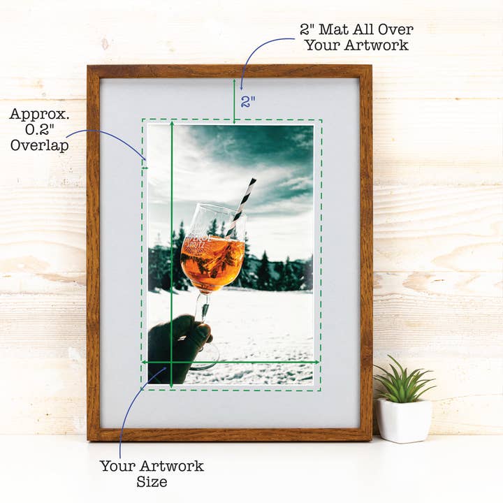 SIA EventFrame - Wholesale Picture frame - Super Thin Edge Oak Hardwood Picture Frame, Matted Frame2