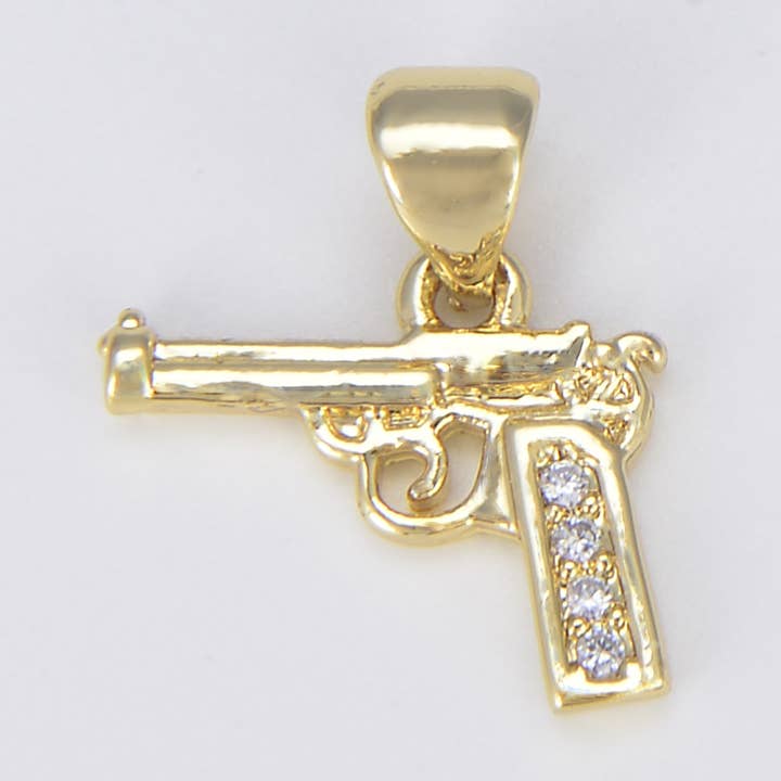 Gun Pistol Charm, Police Officer Gift, Desert Eagle, CP1469 for wholesale by Beads Creation