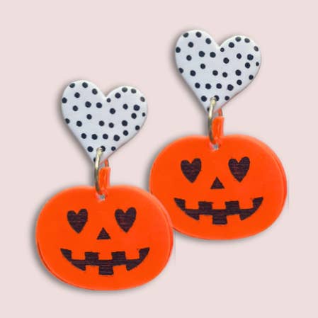 Akryl Halloween örhänge - Jackolantern för wholesale av Pieces of Blonde