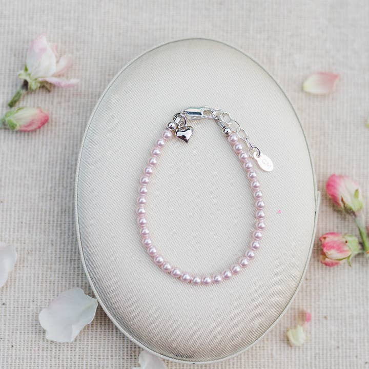 Girls Sterling Silver Dainty Pink Pearl Bracelet Baby Gift for wholesale by Cherished Moments