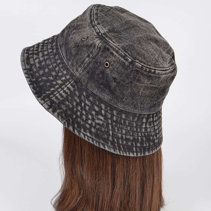 Washed Denim Bucket Hat for wholesale by 3AM BY H&D ACCESSORIES