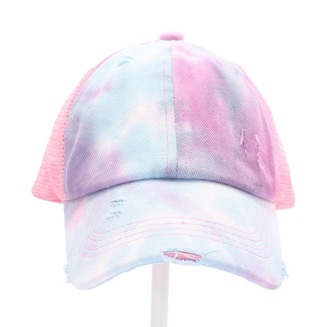 C.C Beanie – wholesale Baseball cap – Kids – Kids' Tie Dye Criss-Cross High Ponytail Baseball Cap4