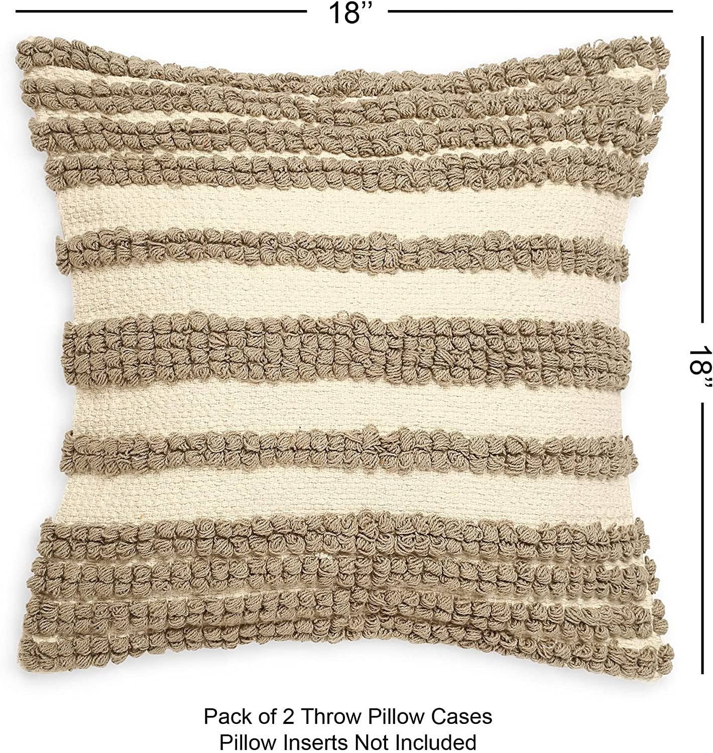 Natural REDEARTH Throw Pillow Covers 100% Cotton (18x18) Pack of 2 for wholesale on Faire1