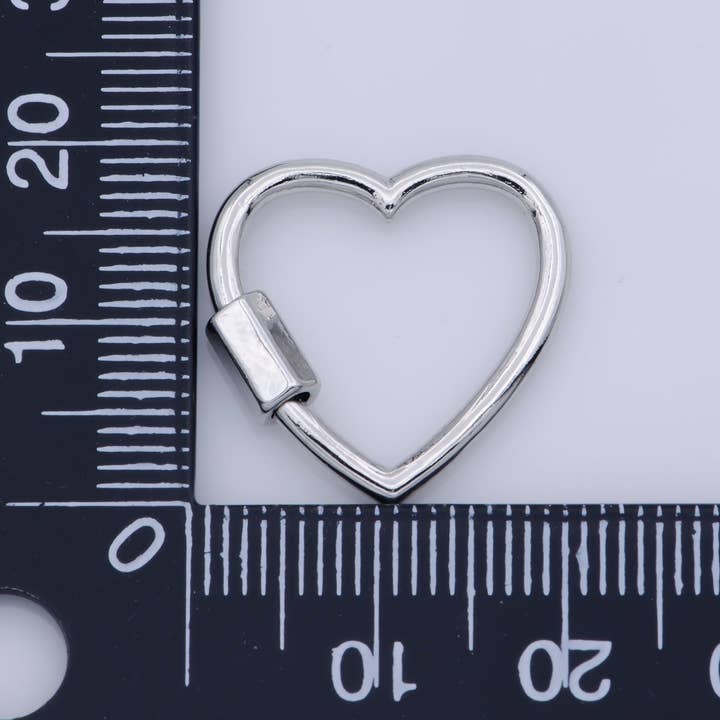 Aim Eternal - Wholesale Clasp - Dainty Heart Clasp in Gold Filled - White Gold Filled Love with Screw On Mechanism carabiner clasp Bracelet Clasp 20mmx19mm K-2652