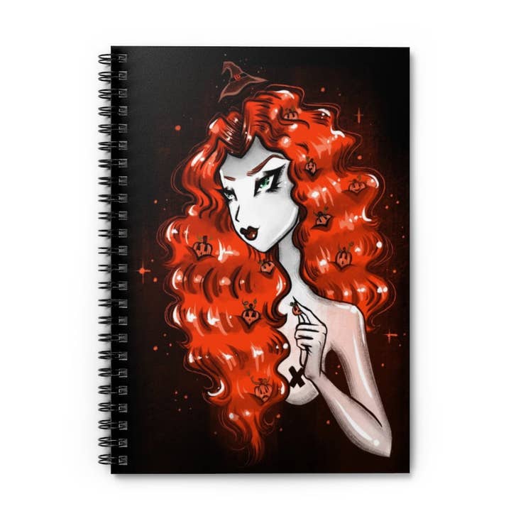 Red-Headed Witch Queen - Journal - Spiral Notebook - Ruled Line Journal - Blood Splatter for wholesale by Modern Design Paper Co.