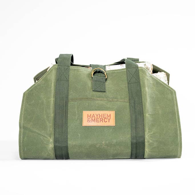 Mayhem & Mercy - Wholesale Storage Bin - Premium Waxed Canvas Firewood Sling Tote Wood Log Carrier