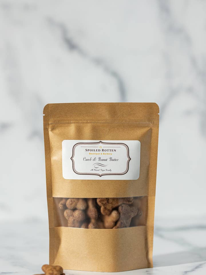 Carob & Peanut Butter Dog Treats for wholesale by Spoiled Rotten Boutique & Barkery
