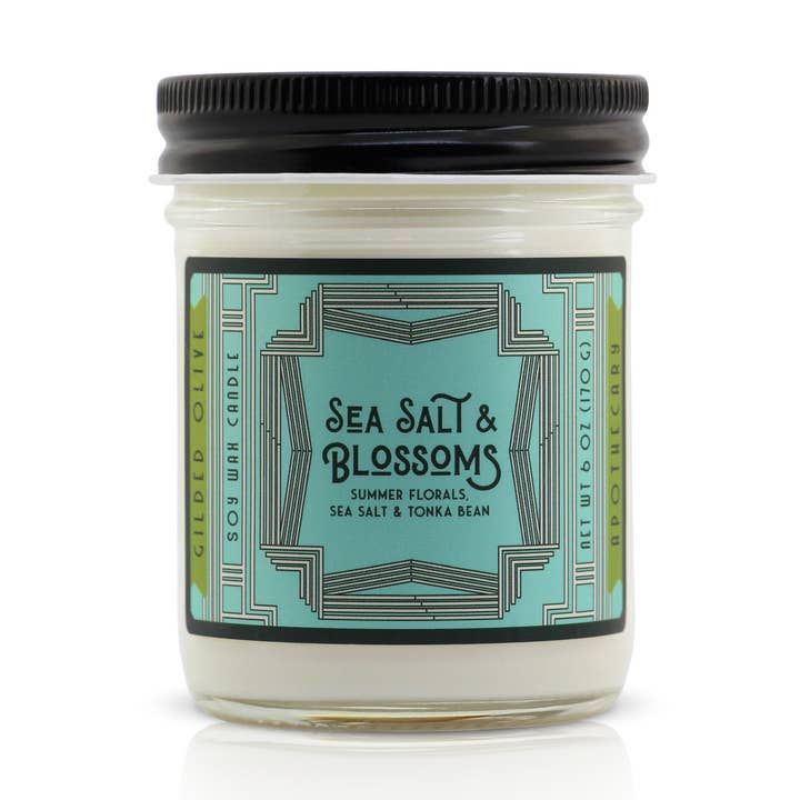 Soy Candle – Sea Salt & Blossoms – Soft Florals & Sea Spray for wholesale by Gilded Olive Apothecary