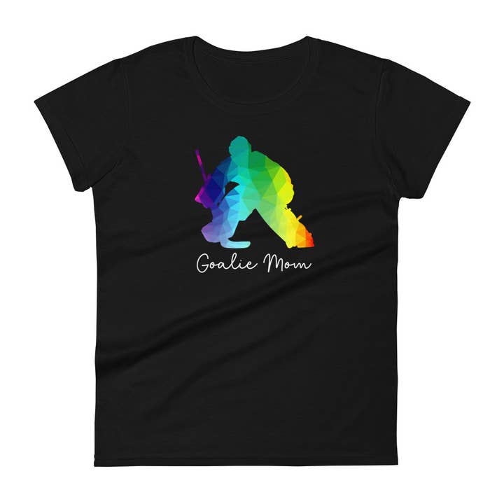 Celly Threads Hockey - Wholesale Screen Printed T-Shirt - Women's - Rainbow Goalie Mom Women's Short Sleeve T-shirt