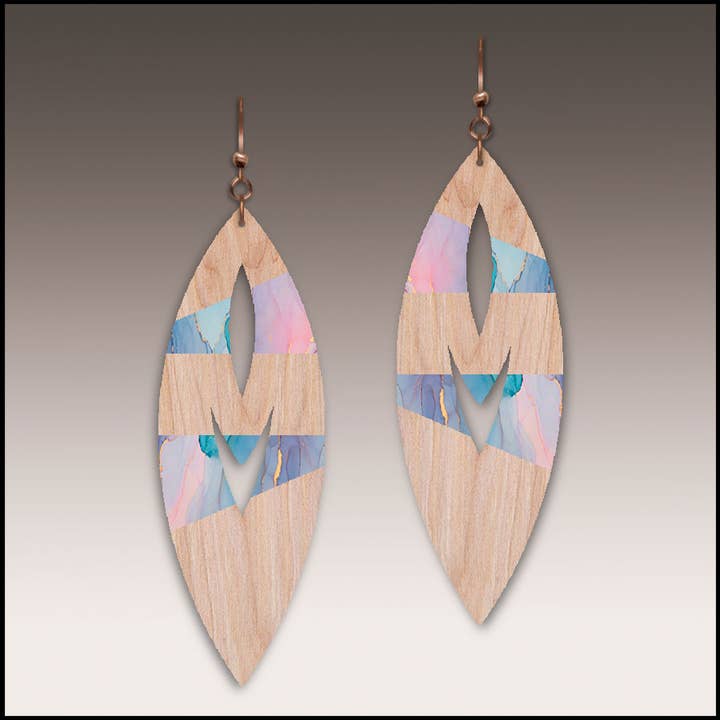 Solid Mahogni Træ Øreringe-B41M for engroshandel hos Willow by Illustrated Light