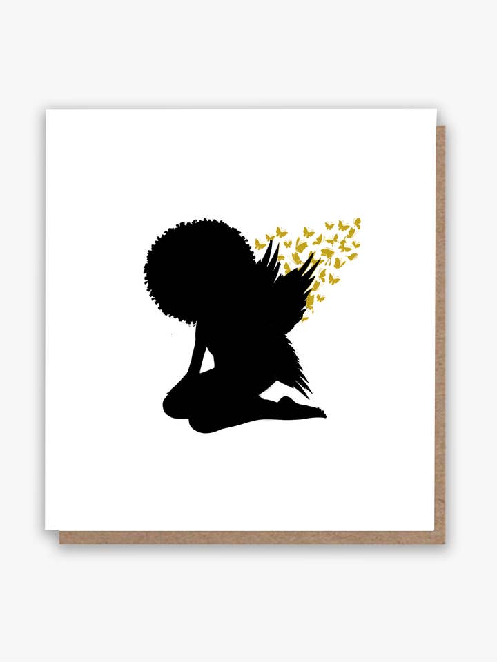 Afro Fairy Wings Birthday Card! for wholesale by All Shades