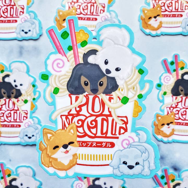 Pup Noodles sticker, noodle sticker, dog sticker, dog lover for wholesale by Muijistudio