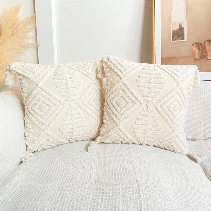 RKAAS HOME – wholesale Throw pillow cover – Pure Cotton Custom Boho Tassel Style Tufted Cushion Covers Home Decoration - Design 9 & 102