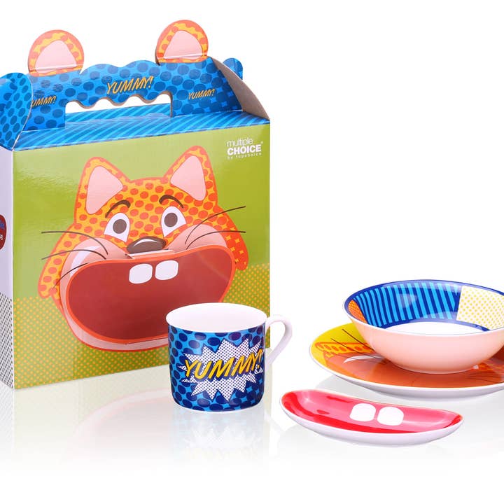 Pop cat - dinnerware for kids, tablewware, porcelain set for wholesale by Silly Design