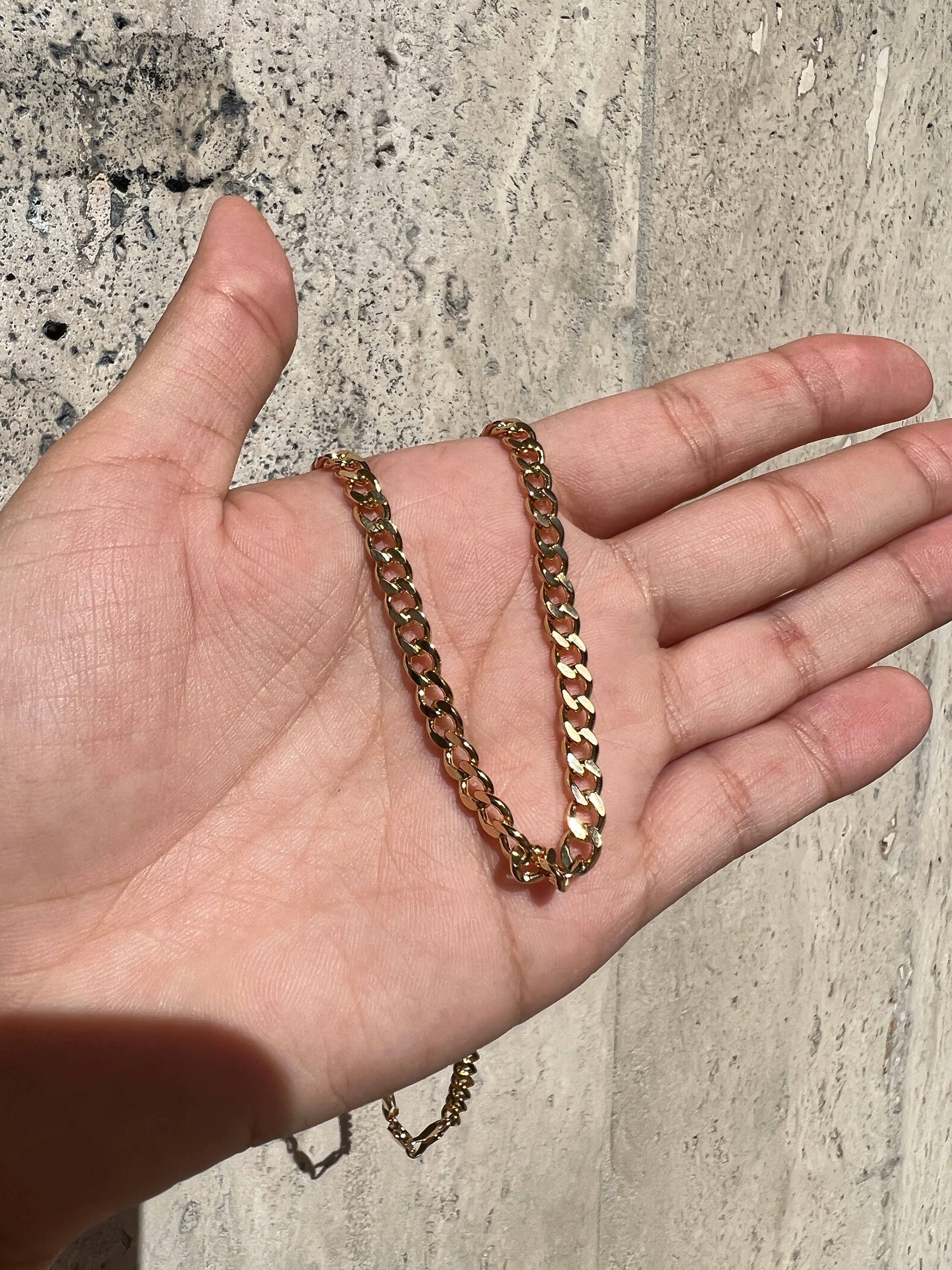 The Bead Bazaar - Wholesale Link & Chain Necklace - Gold Filled 5mm Curb Link Chain, Wholesale Gold Filled Chains, 18KT Thick Gold Cuban Link Chain, Curb Chain, Bulk Wholesale Chain, Men Gold Chain4