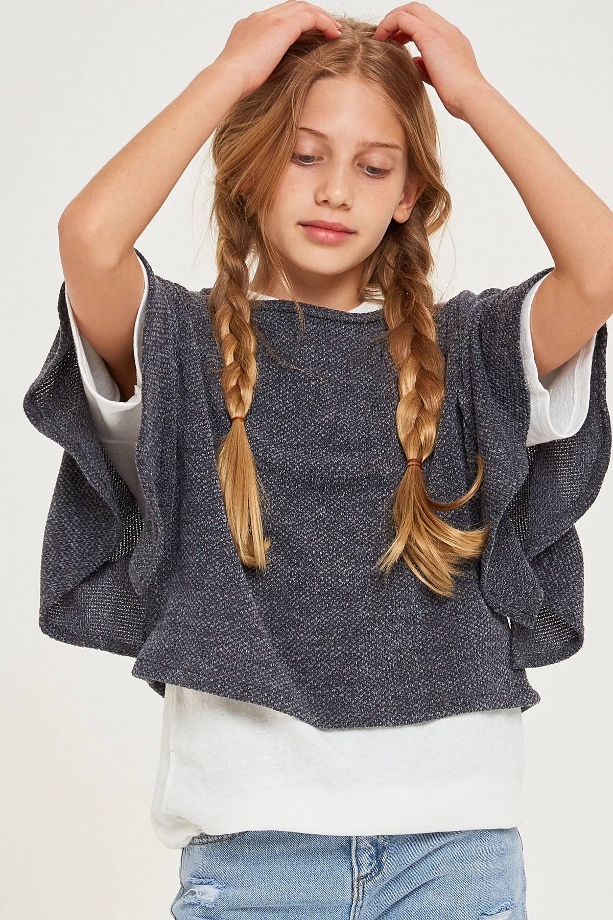 Good Girl - Vendita all'ingrosso Maglione tricot - Bambini - Maglione con volant pullover cropped in maglia grossa12