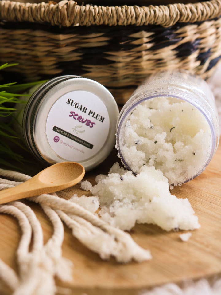 Refresh-Mint Peppermint and Lavender Exfoliating Body Scrub for wholesale by Sugar Plum Scrubs