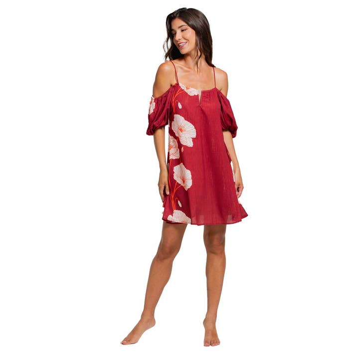 MAJESTIC POPPY BANDEAU SHORT DRESS for wholesale by Cosita Linda