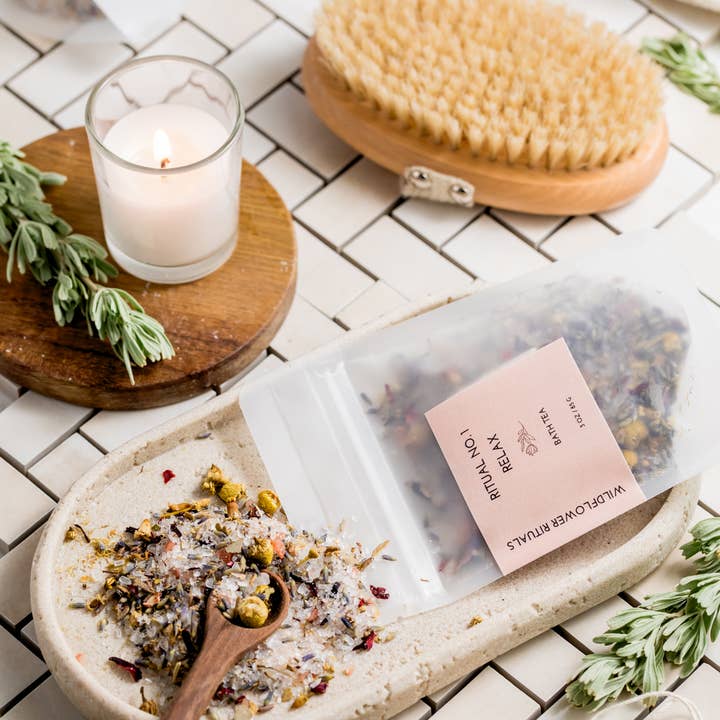 Wildflower Rituals - Wholesale Bath Soak/Milk - Ritual No. 1 Relax Botanical Bath Tea - Lavender Chamomile0