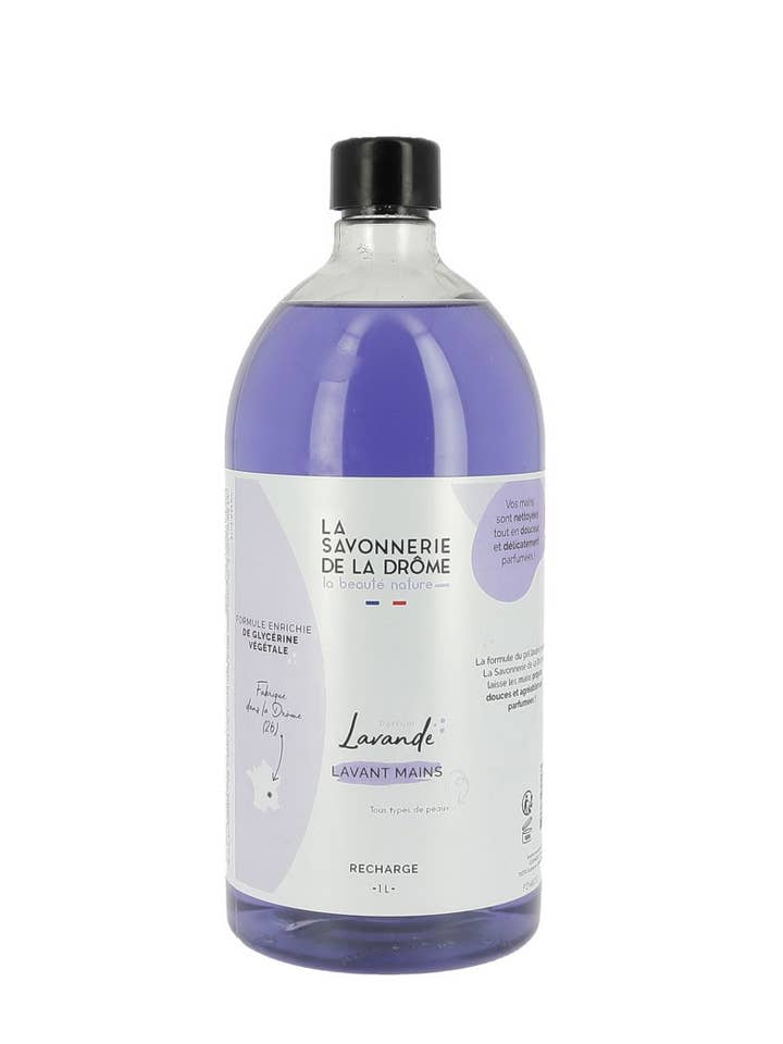 Ricarica gel lavamani profumata alla lavanda 1 L per la vendita all'ingrosso da parte di La Savonnerie de la Drôme