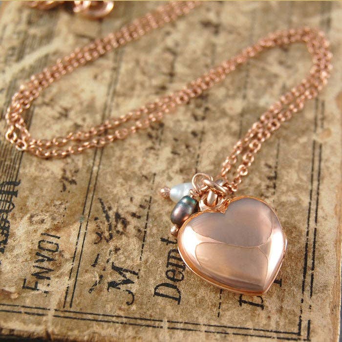 Otis Jaxon London – wholesale Locket necklace – Rose Gold Heart Locket with Pearls7