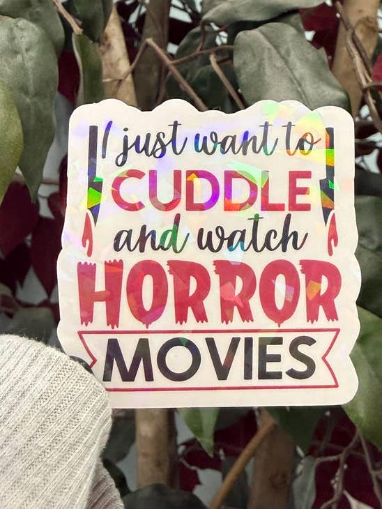 I Just Want to Cuddle and Watch Horror Movies Sticker for wholesale by Ink Witch Studio